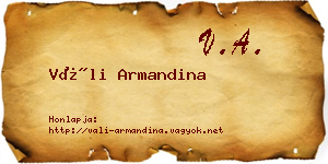 Váli Armandina névjegykártya